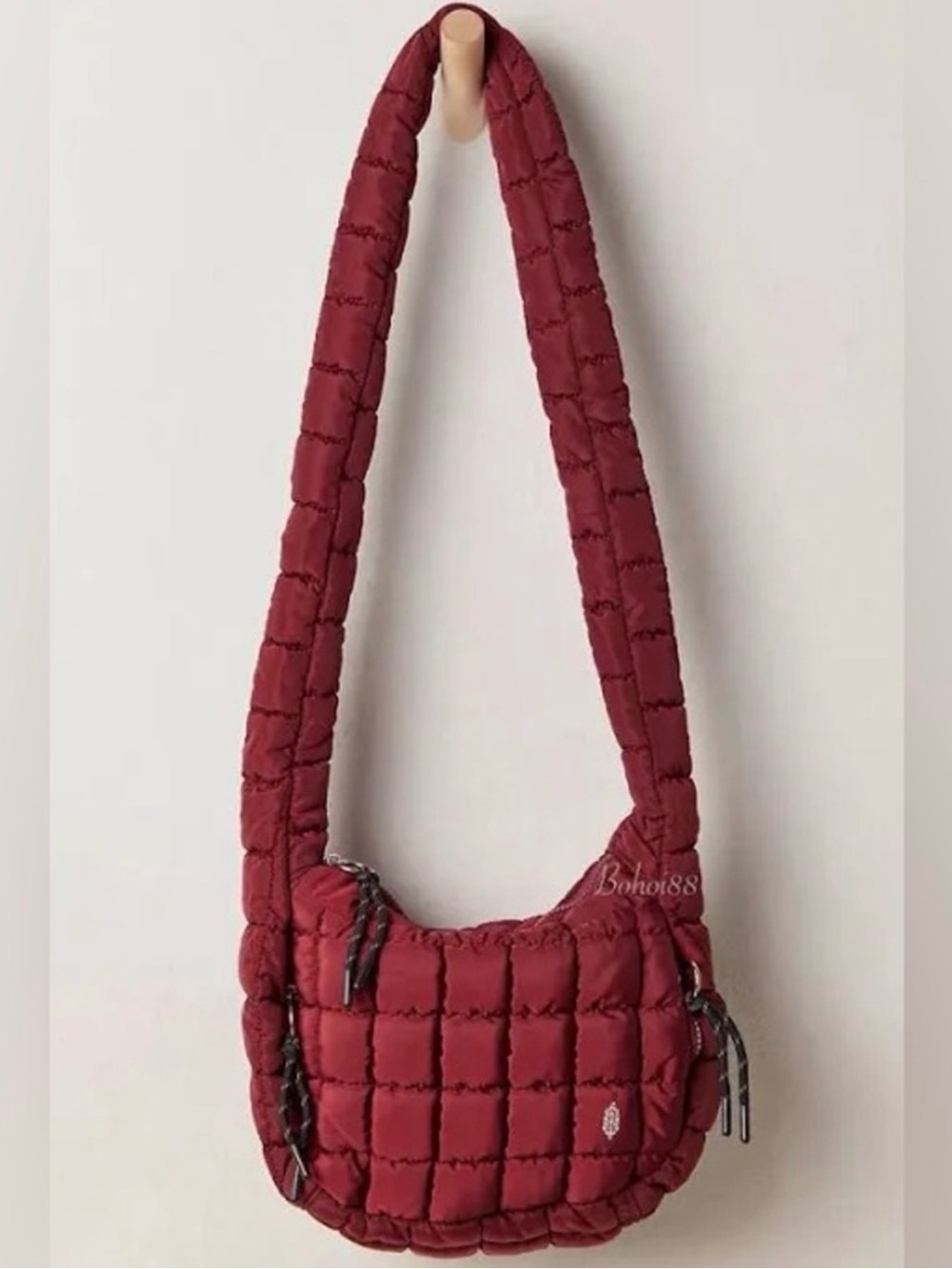 Free people Quilted Baby Carryall Sling Bag mahogany wine